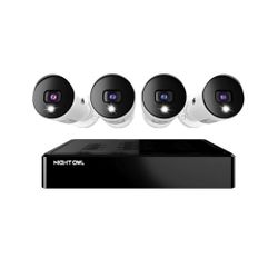 Night Owl Bluetooth 4 Channel 4K Wired DVR, 4 Wired Light Cameras & 1TB HDD