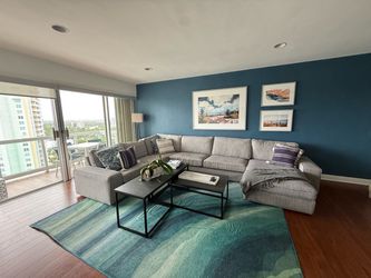 Large Gray U-Shaped Sectional with Chaise, Seats 7+, $120