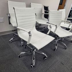 Can Deliver Set of 5 White Ribbed Office Chairs + 1 FREE Bonus Chair