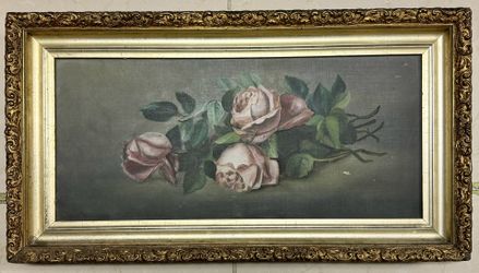 100 Years Old Still Life Flowers Oil On Canvas Antique Art picaso Van Gogh Era Cuadro Viejo Antiguo