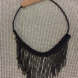 Elegant Brass Metal Velvet Chocker Necklace 