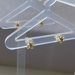 14K Gold Plated Toddler Flower Zircon Earrings