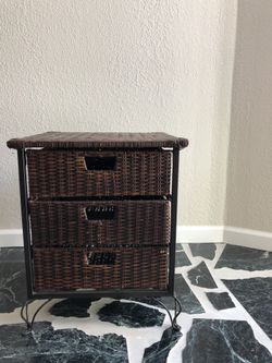 Pottery Barn Wicker / Woven Nightstand or End Table - MSRP $350