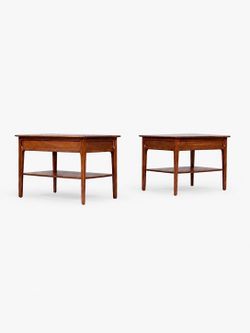 Pair of Mid-Century Modern Side Tables w/ Bookshelves by Mersman, c.1960's - Delivery Available