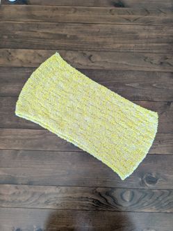 Yellow and Beige Knitted Infinity Scarf