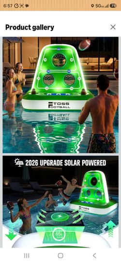 Inflatable Football Toss Game for Pool, Water Football Target for Kids&Adult
Inflatable Pool Toss Game with Solar Lights