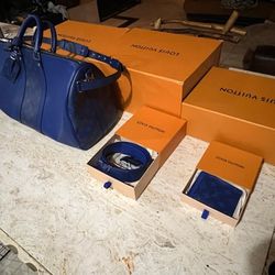 Louis Vuitton Dodger Blue Matching Duffel Satchel Belt And Wallet New With Receipts Bags And Boxes 