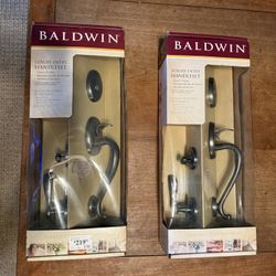 New In Box Baldwin Door Handlesets Antique Nickel