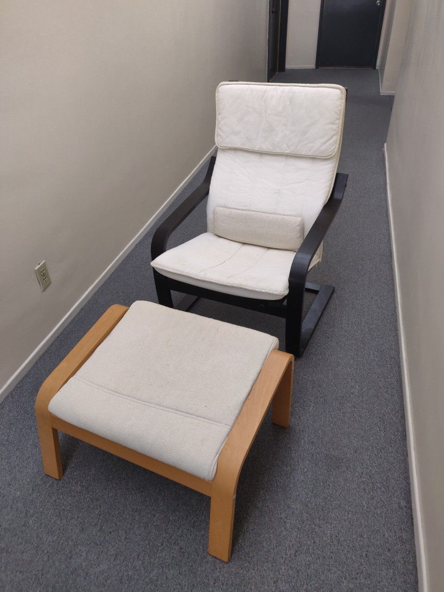 Ikea Poang Chair And Foot Stool