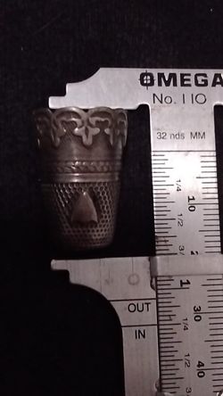 Antique Metal Sewing  sterling Thimble with Ornate Design