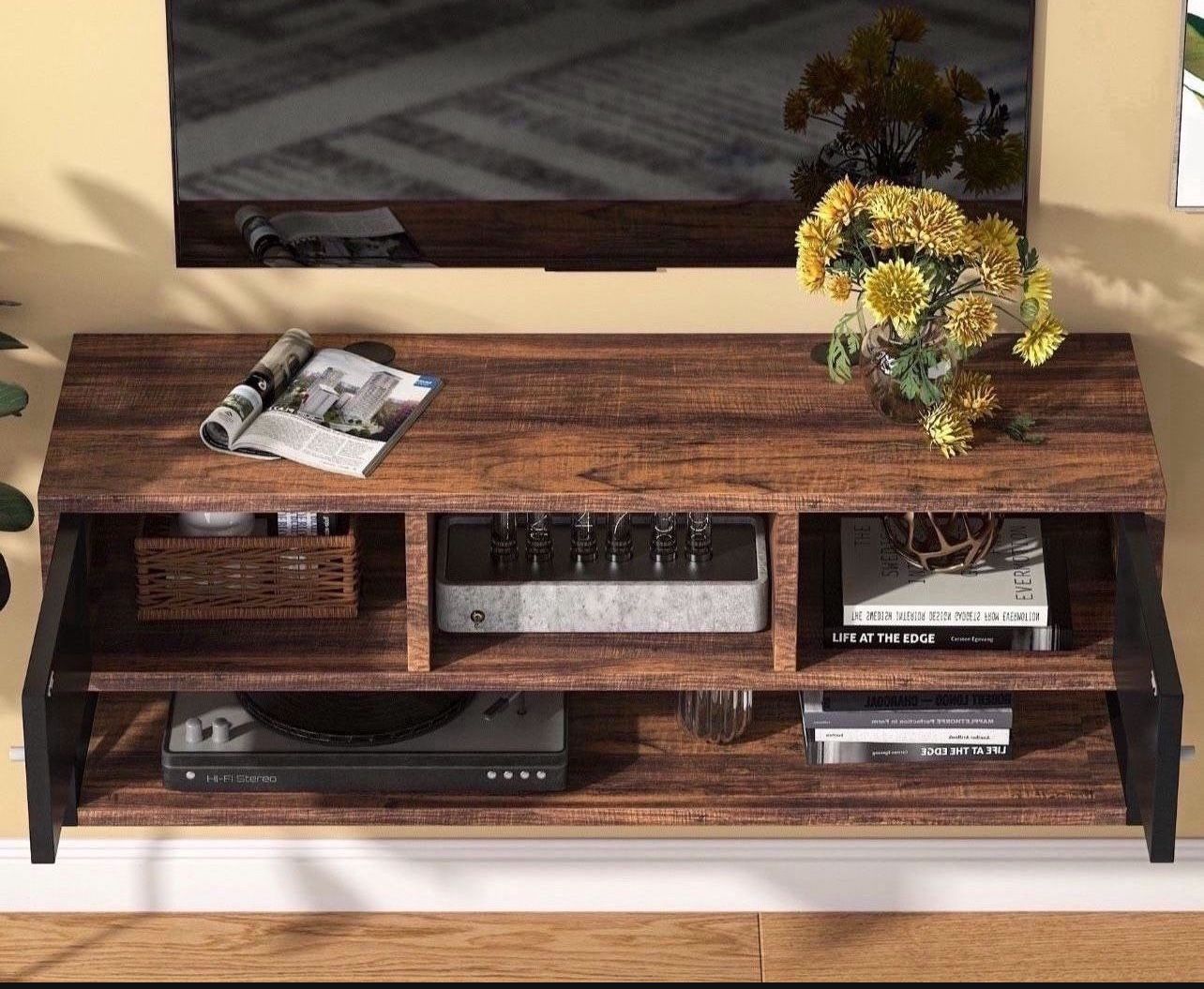 Tribesigns TV Stand for TVs up to 55 Inch, TV Console Table Entertainment Center with Storage, Industrial Media Console with Open Bookshelf for Living