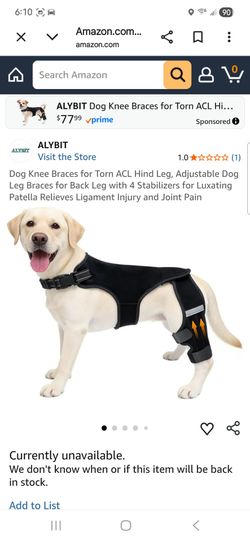 ALYBIT Dog Knee Braces for Torn ACL Hind Leg, Adjustable Dog Leg Braces for Back Leg with 4 Stabilizers for Luxating Patella Relieves Ligament Injury 