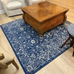 Large Square Solid Wood Coffee Table – Traditional Style with Storage Drawers