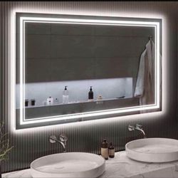 LED Mirror for Bathroom 72x36”with Front and Backlit, 3 Colors Dimmable Lighted Vanity Mirror for W