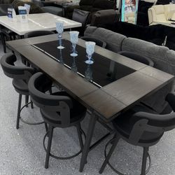 Glass Top Center Dining Set