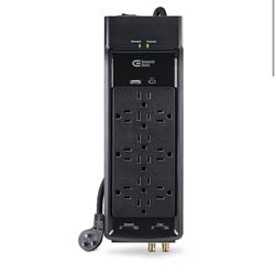 Commercial Electric 15 ft. 12-Outlet Surge Protector Braided Cord in Black