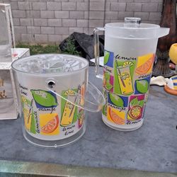 Mud Pie acrylic margarita recipe pitcher and an ice bucket