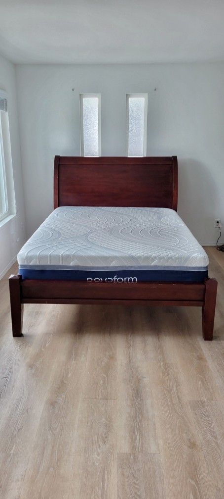 Queen Sleigh Bed Frame from Pottery Barn and Novaform 14" Gel Memory Foam Mattress from Costco