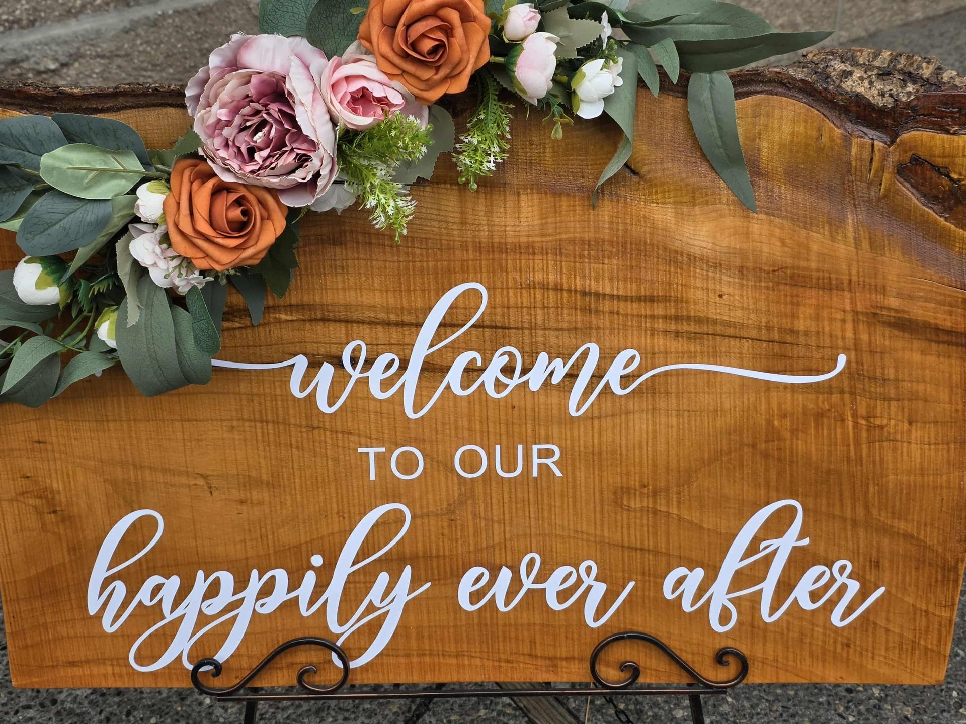 Cherry Wood Live Edge Welcome Wedding Sign