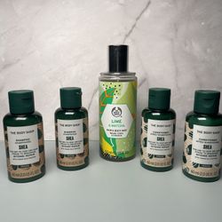 The Body Shop Bundle Hair And Body Mist (1) Shea Shampoo (2) And Conditioner (2)