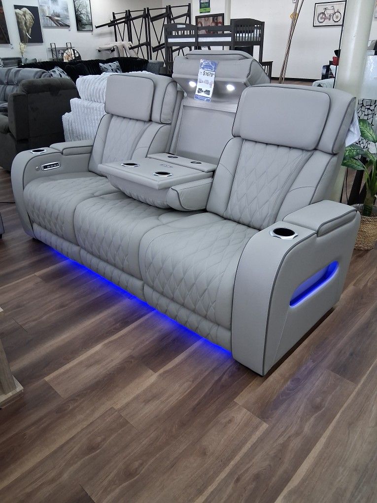 New Leather Power Sofa