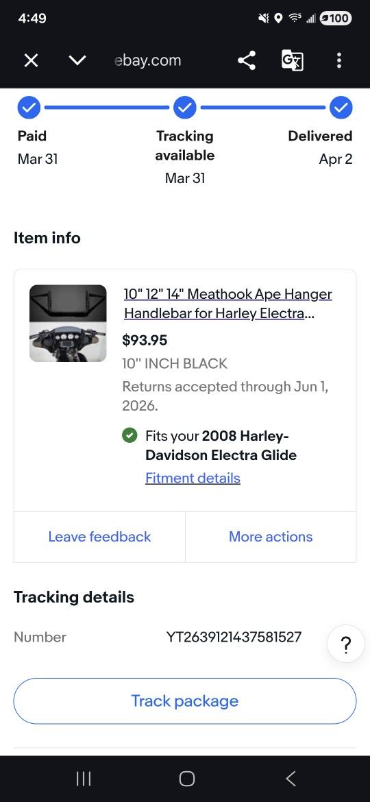 Meathook Ape Hangers 10 Inch