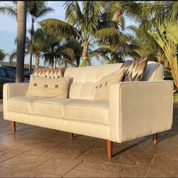 White Mid-Century Modern Sofa