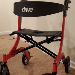 Drive Medical Nitro Euro-Style 4-Wheel Rollator Walker With Seat, Red