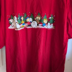 Mens/Womens Peanuts Charlie Brown Red Christmas T-Shirt On Gildan 100% Cotton 2XL. Officially Licensed. My Mom Had This In Her Drawer For Years. It Wa