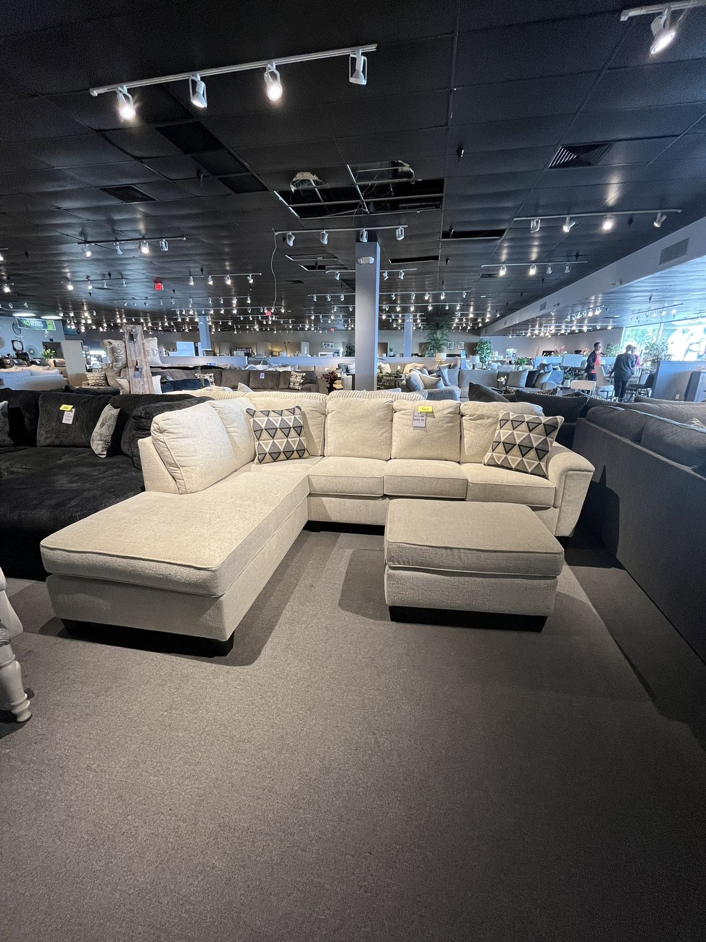 Ivory 2PC Chaise Sectional Couch