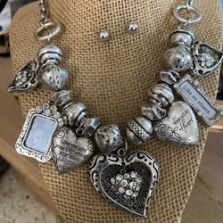 Juego Collar Aretes Stainlend Joyería Antigua 