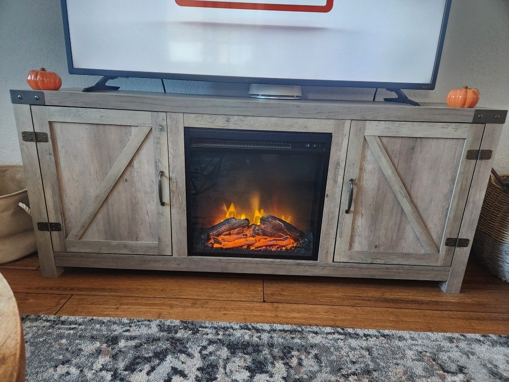 58" TV Stand With Electric Fireplace