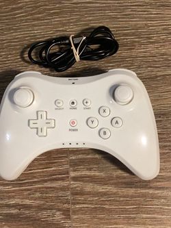 New Wireless Pro Controller for Wii U Pro, Rechargeable Game Controller for Wii U with Charging Cable (white)