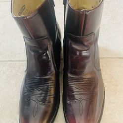 Durango men ankle western boot TR 825, black cherry, side zipper,leather