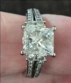 3.18 ct  Princess Cut Diamond Wedding set,  sz 7