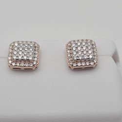 1.00 CTW Moissanite Stud Earrings – Rose Gold Over 925 Silver