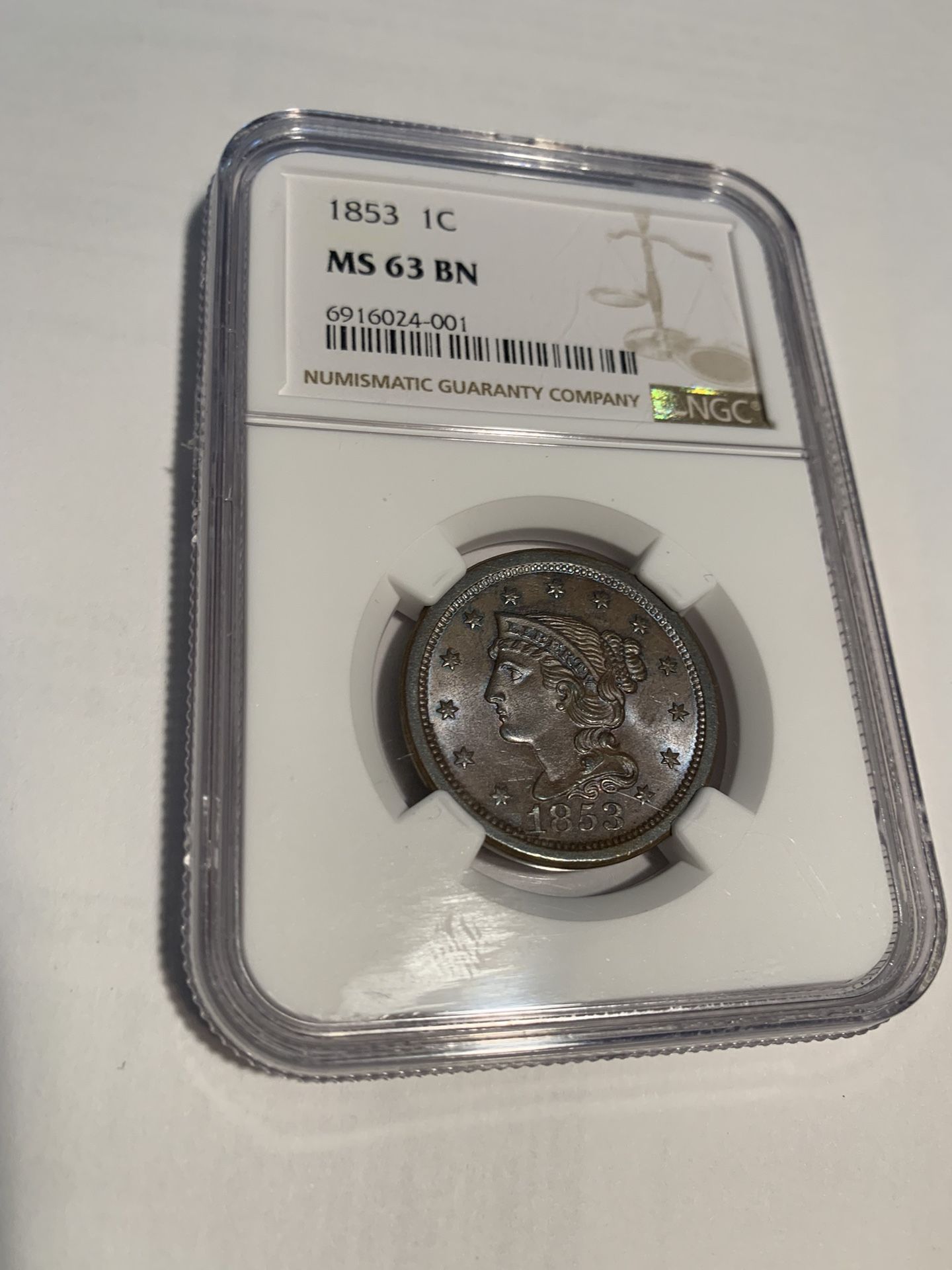 1853 NGC MS63BN Large Cent