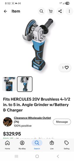 Hercules 20V Brushless Angle Grinder with Battery & Charger