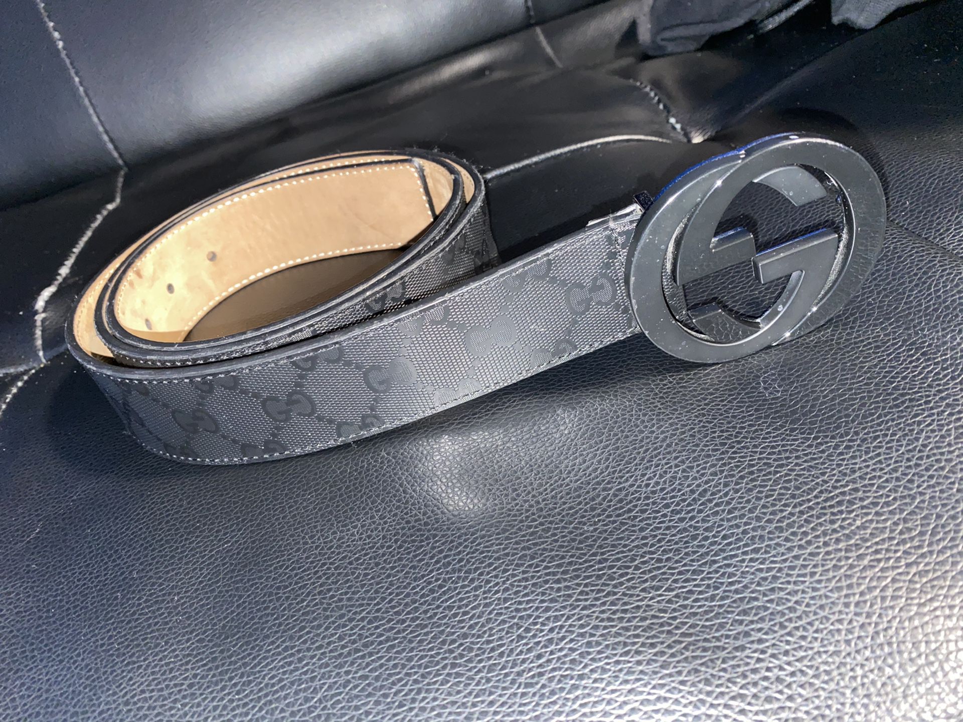 Gucci black GG imprime belt