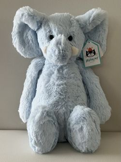 Rare Vintage Jellycat Bashful Blue Elly Elephant - Retired Sensory Toy (New With Tags)