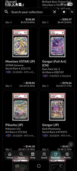 Pokemon psa 10s trading cards