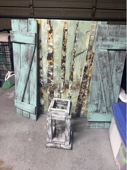 Rustic Home Decor Set - Shutters, Mirror, and Lantern. Shoot you’re best offer