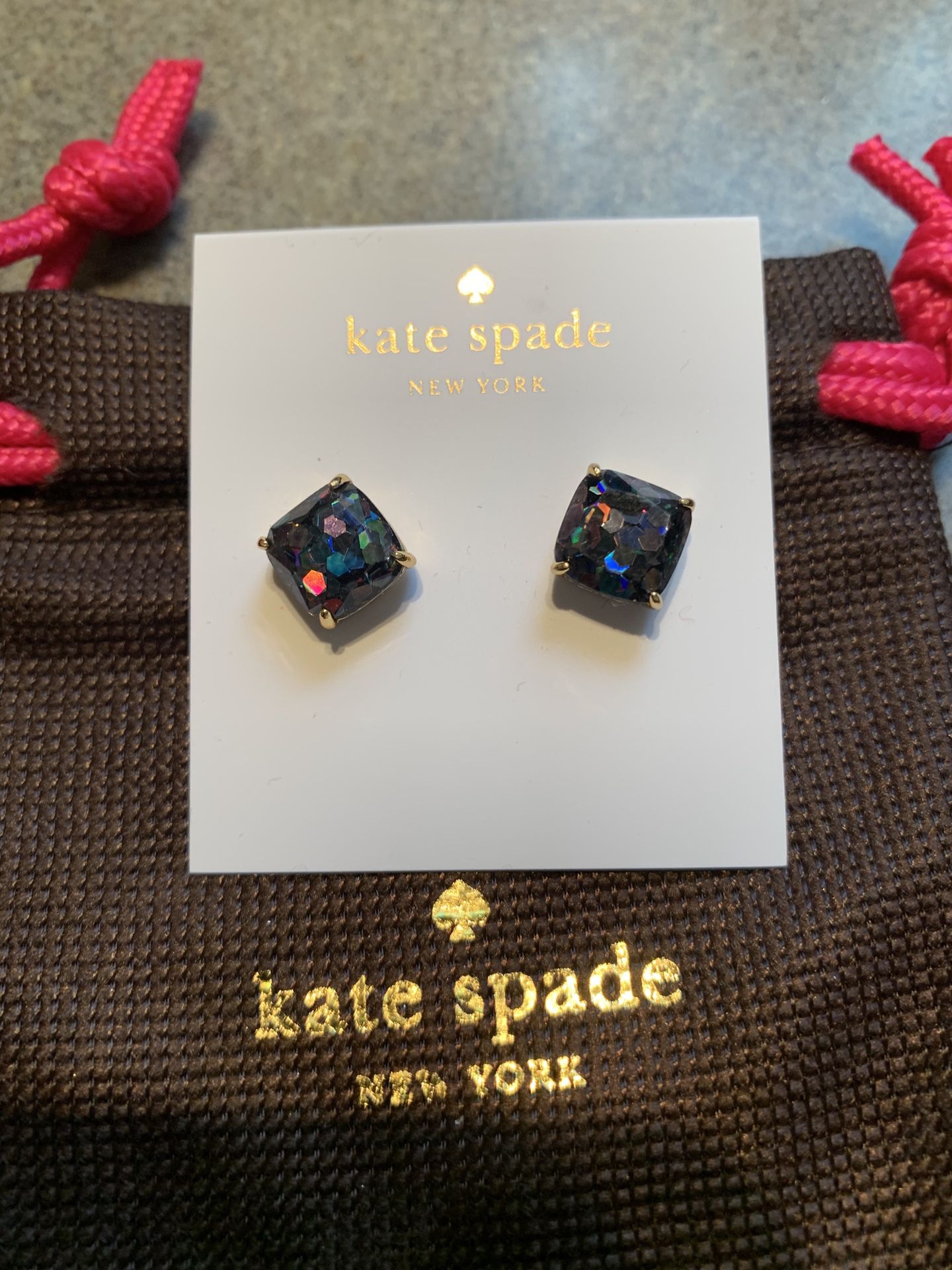 Kate Spade black glitter earrings