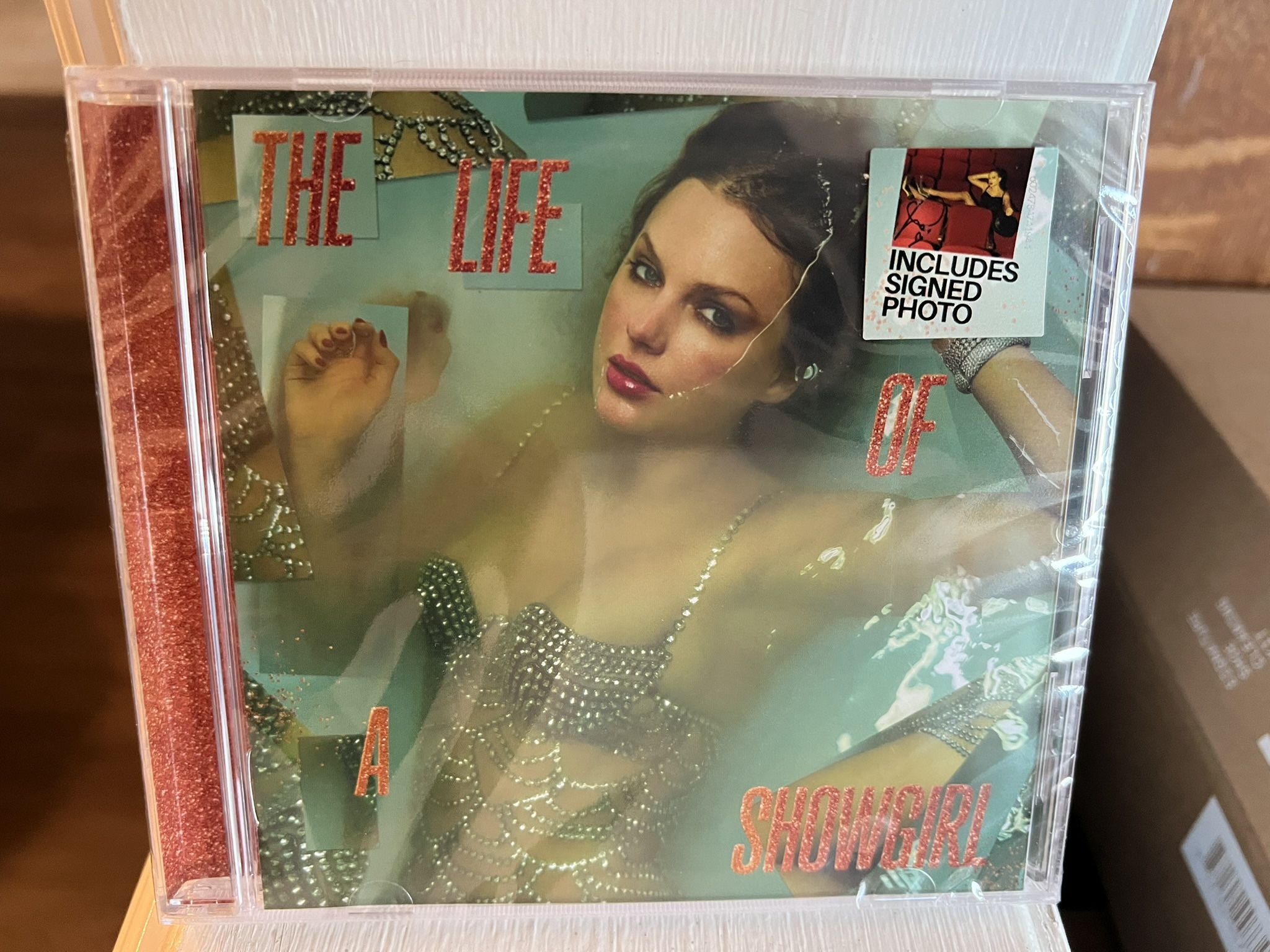 Taylor Swift HAND AUTOGRAPHED The Life Of A Showgirl Cd With Hand, Signed Poster