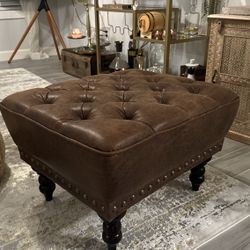 Brown Leather Ottoman