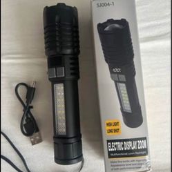 Heinast High Power LED Flashlight Powerful TYPE-C Rechargeable COB Flashlight With Side Light Torch For Outdoor Camping Hiking.