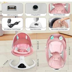 Pink Electric/ Bluetooth Baby Swing 