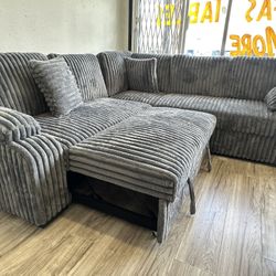 🔥✨ Luxury Comfort Collection – Premium Grey Corduroy Sectional w/ Pullout Bed ✨🔥  Only $1249 • $0 Down • Payments as low as $99! 