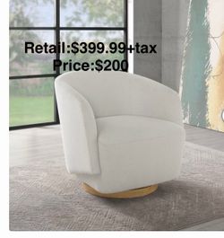 White Boucle Swivel Accent Chair