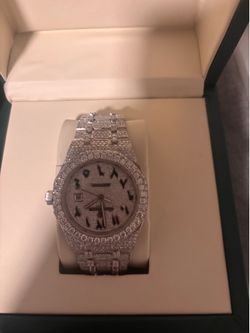 Iced out watch arabic dial